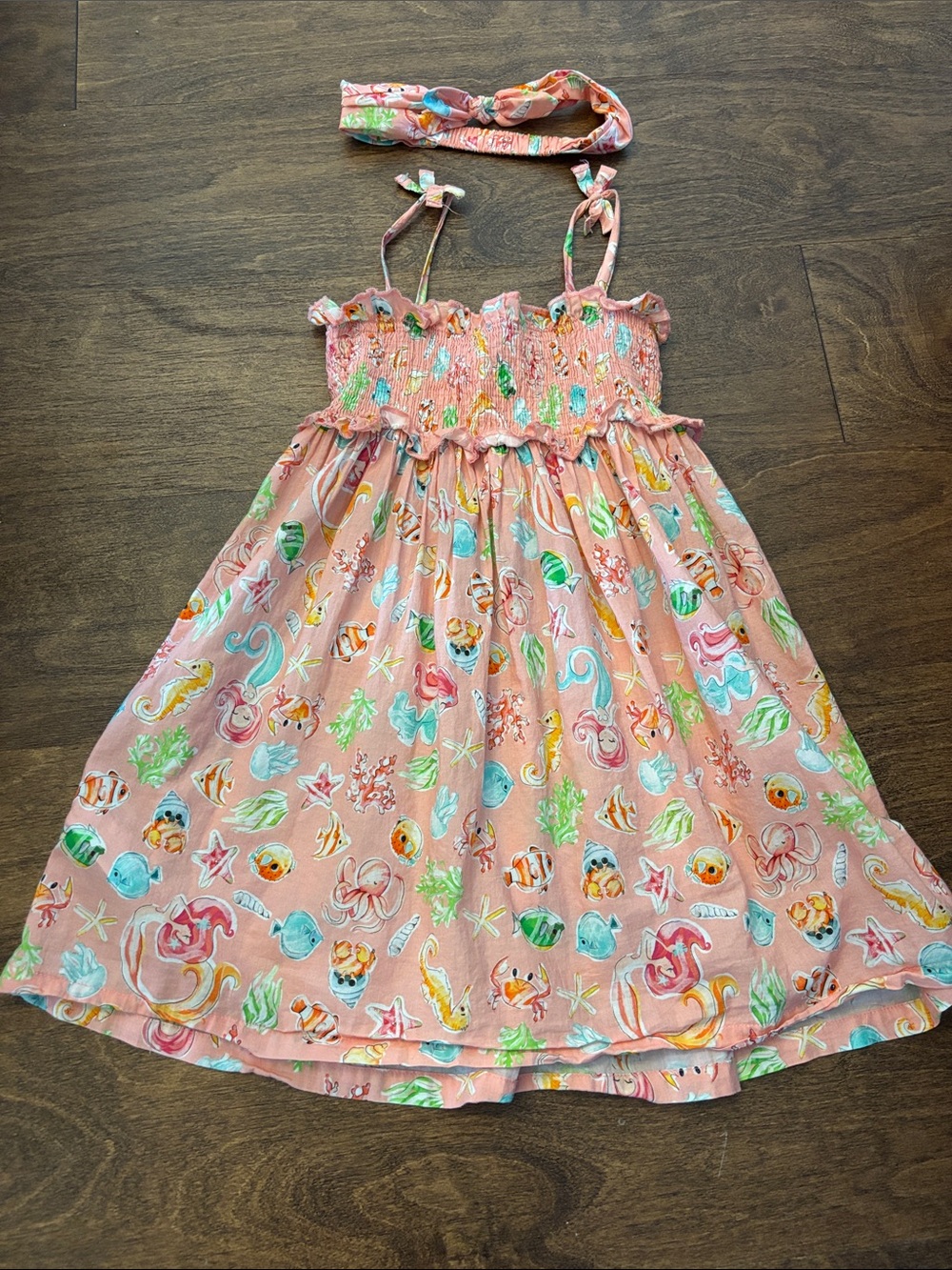 Mayoral Floral Smocked Dress with seashore Accents